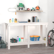 Werkbank 140x50x80 cm massief grenenhout wit wandmontage