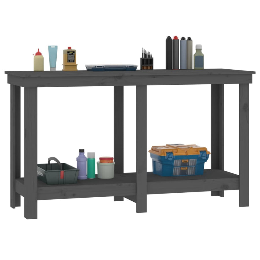 Werkbank 140x50x80 cm massief grenenhout grijs 140 x 50 x 80 cm Grijs