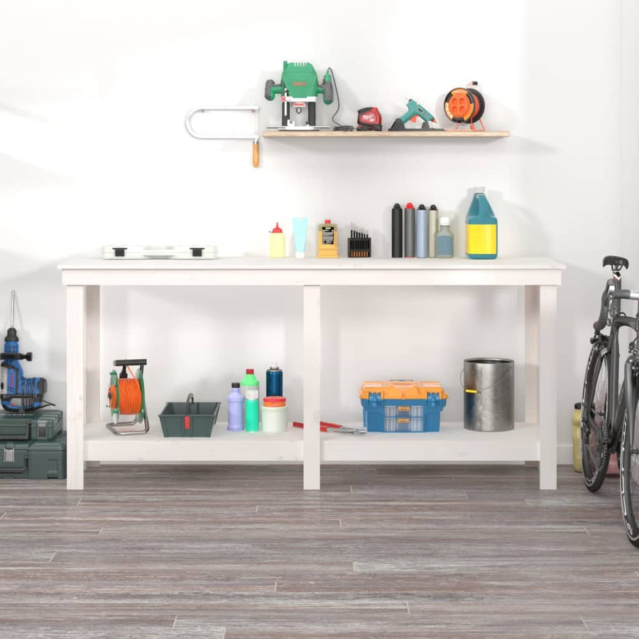 Werkbank 180x50x80 cm massief grenenhout wit 180 x 50 x 80 cm Wit