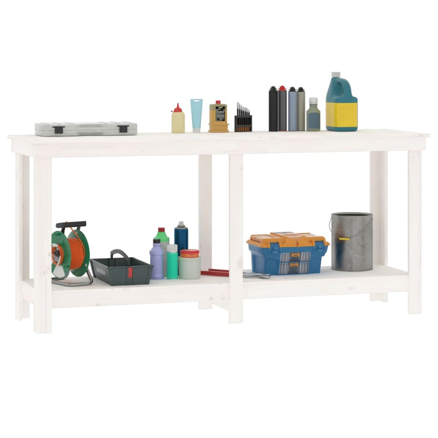 Werkbank 180x50x80 cm massief grenenhout wit 180 x 50 x 80 cm Wit