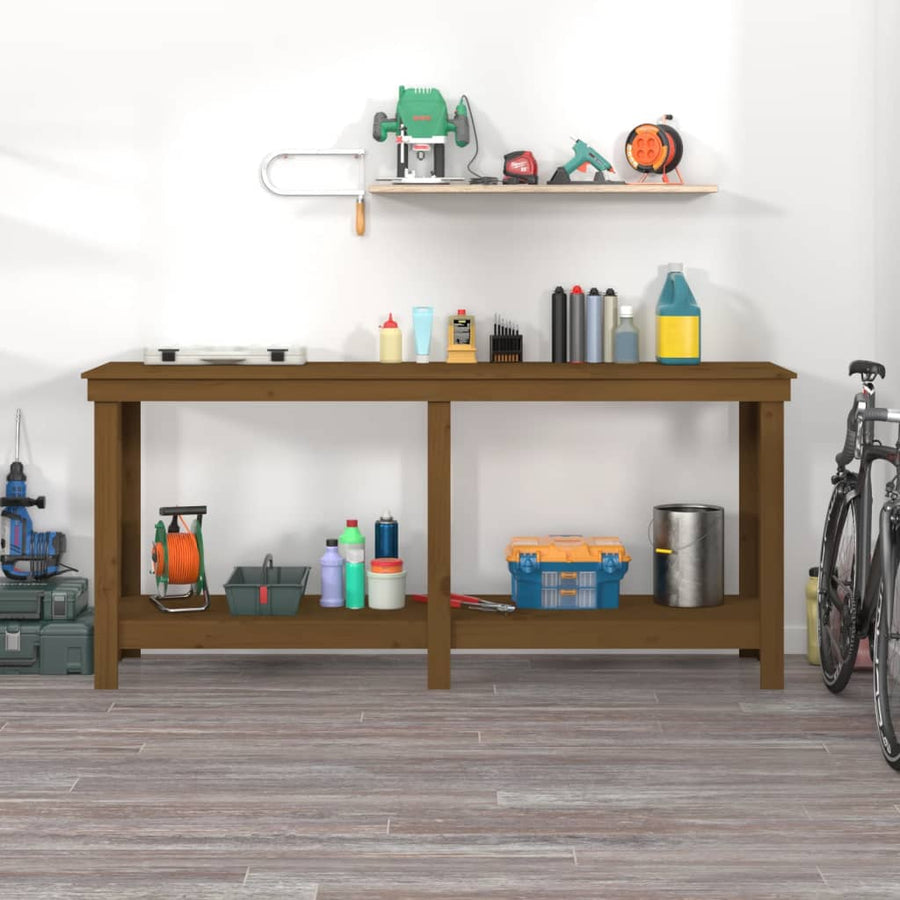 Werkbank 180x50x80 cm massief grenenhout honingbruin 180 x 50 x 80 cm Honingbruin