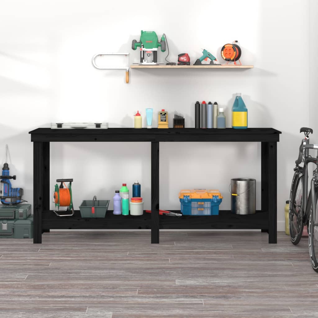 werkbank 180x50x80 cm massief grenenhout zwart 180 x 50 x 80 cm Zwart