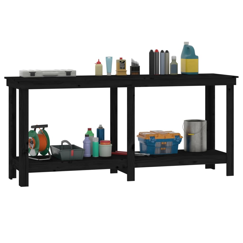 werkbank 180x50x80 cm massief grenenhout zwart 180 x 50 x 80 cm Zwart