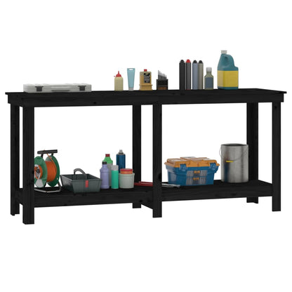 werkbank 180x50x80 cm massief grenenhout zwart 180 x 50 x 80 cm Zwart