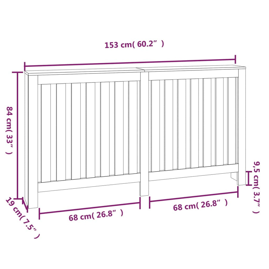 Radiatorombouw 153X19X84 Cm Massief Grenenhout Wit Naturel