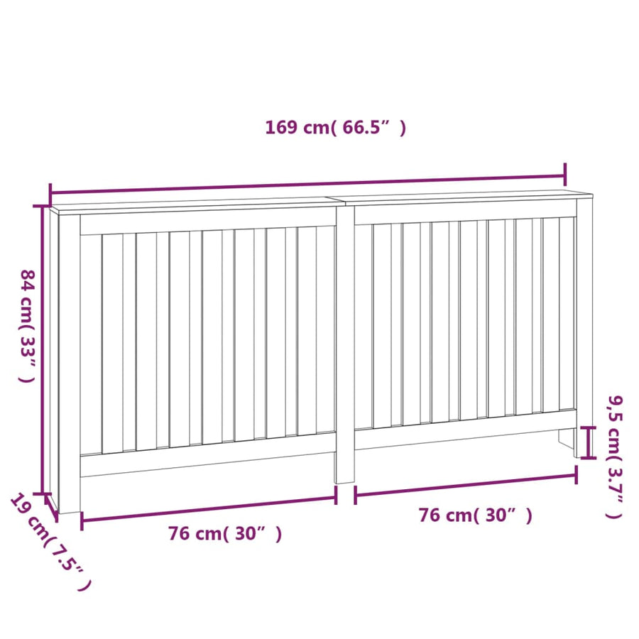 Radiatorombouw 169X19X84 Cm Massief Grenenhout Wit Naturel