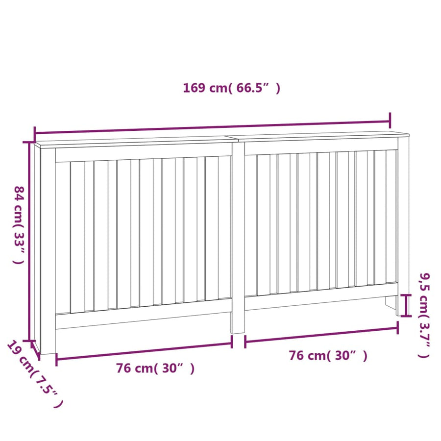 Radiatorombouw Massief Grenenhout 169 x 19 x 84 cm Grijs