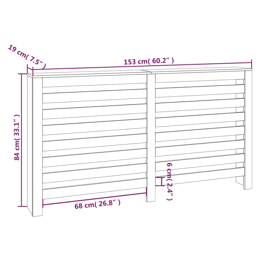 Radiatorombouw 153X19X84 Cm Massief Grenenhout Wit