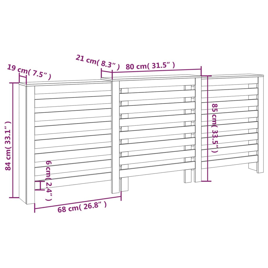 Radiatorombouw 210X21X85 Cm Massief Grenenhout