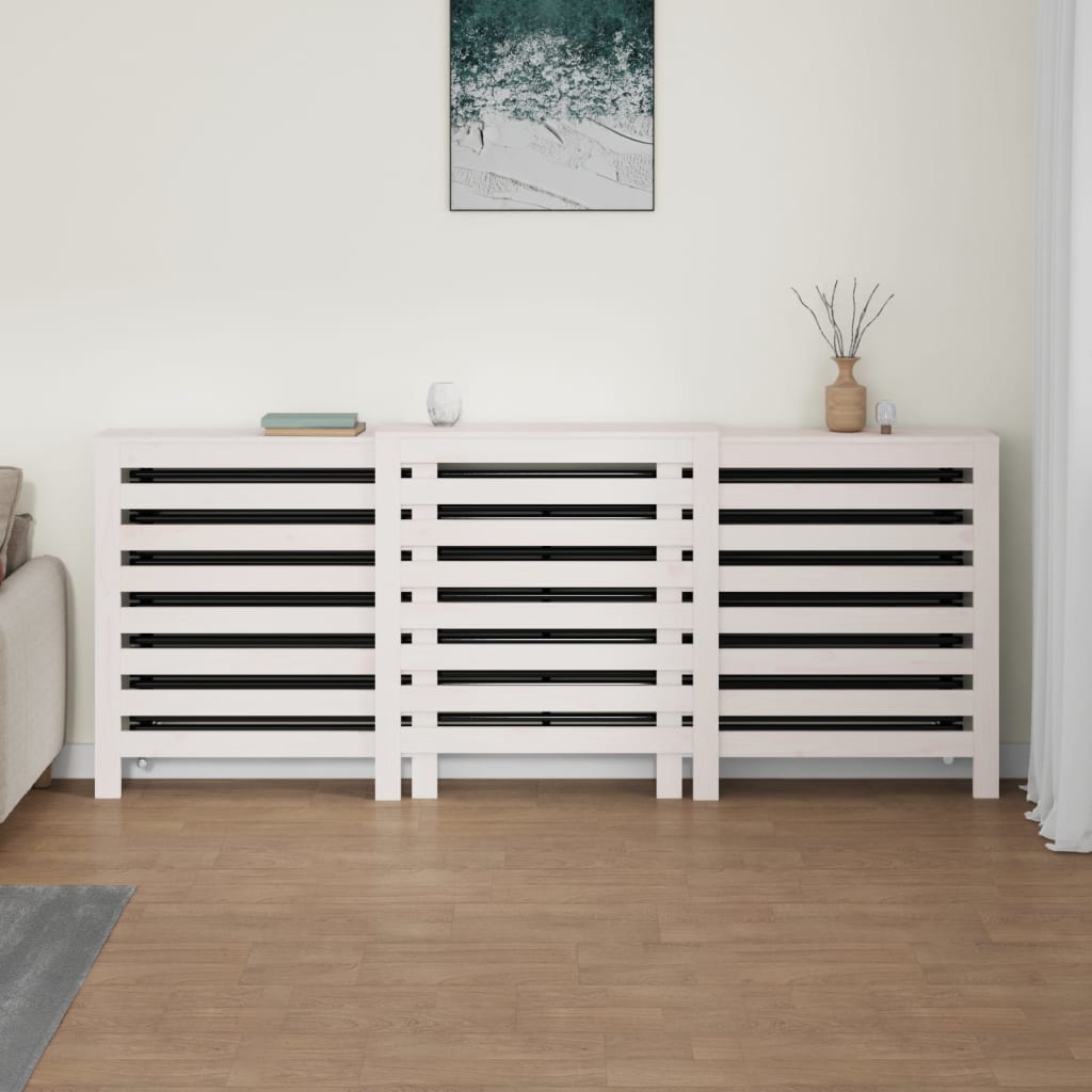 Radiatorombouw 210X21X85 Cm Massief Grenenhout Wit