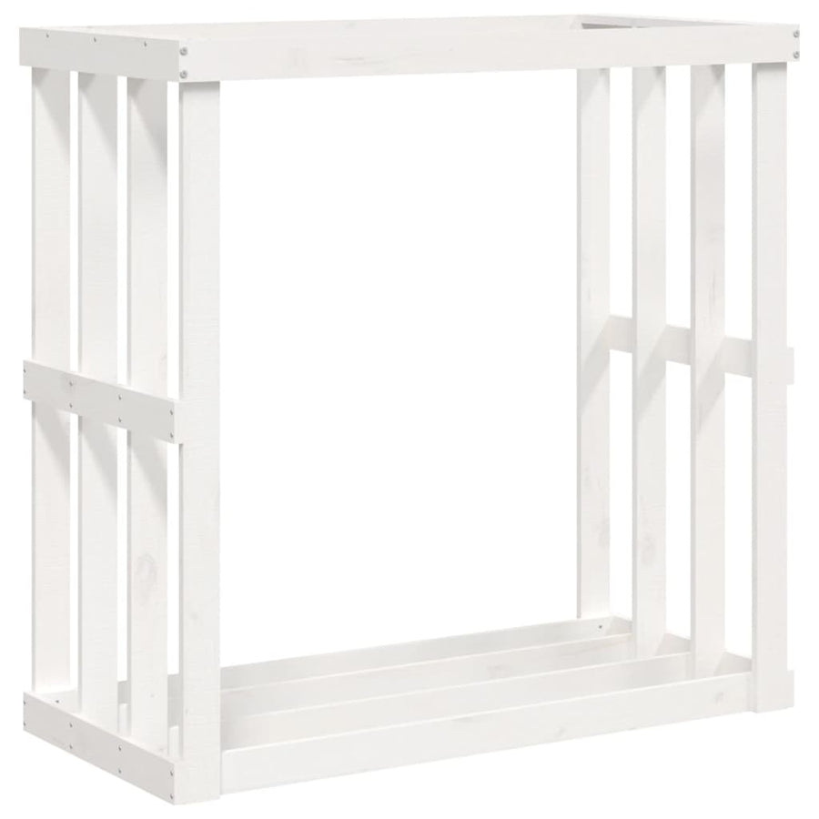 Houtblokhouder 108X52X106 Cm Massief Grenenhout Wit 108 x 52 x 106 cm