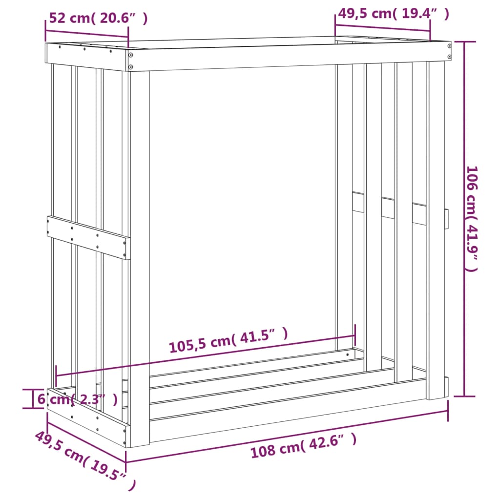 Houtblokhouder 108X52X106 Cm Massief Grenenhout Wit 108 x 52 x 106 cm