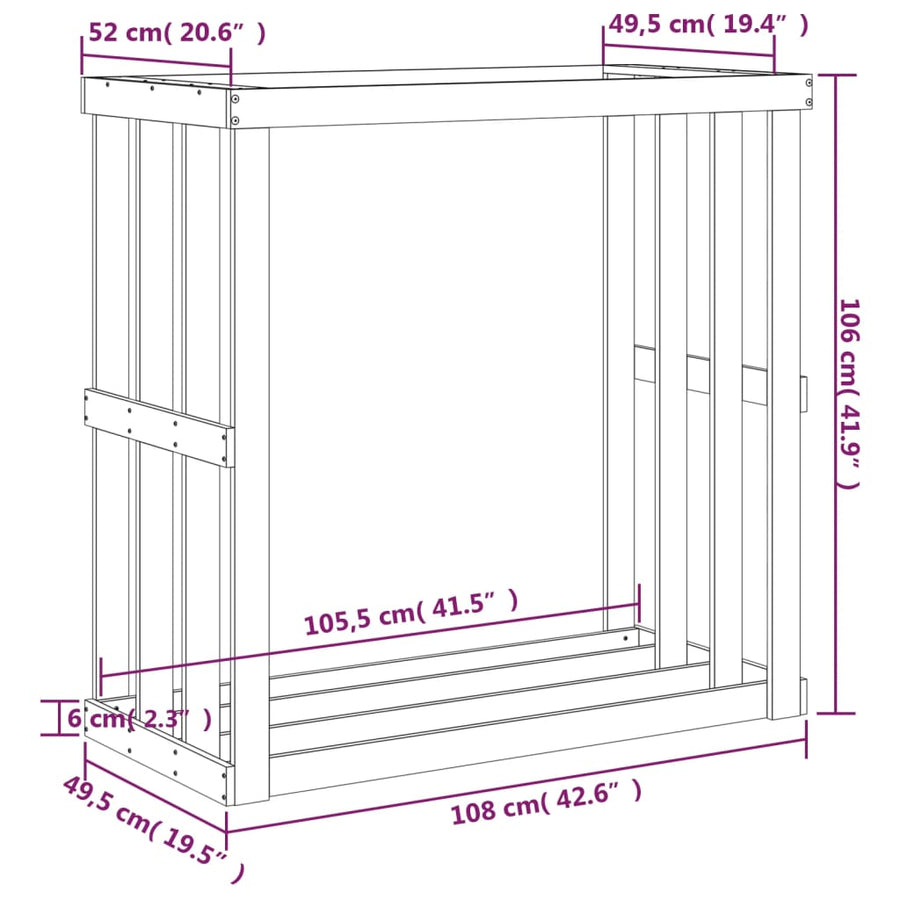 Houtblokhouder 108X52X106 Cm Massief Grenenhout Wit 108 x 52 x 106 cm