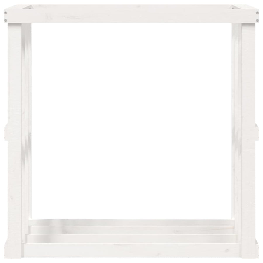 Houtblokhouder 108X52X106 Cm Massief Grenenhout Wit 108 x 52 x 106 cm