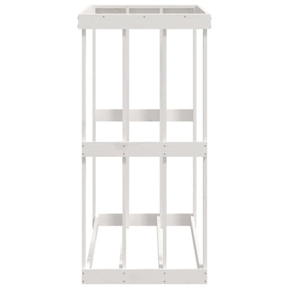 Houtblokhouder 108X52X106 Cm Massief Grenenhout Wit 108 x 52 x 106 cm