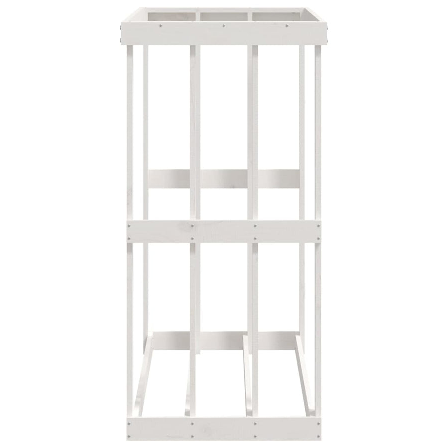 Houtblokhouder 108X52X106 Cm Massief Grenenhout Wit 108 x 52 x 106 cm
