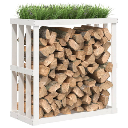 Houtblokhouder 108X52X106 Cm Massief Grenenhout Wit 108 x 52 x 106 cm
