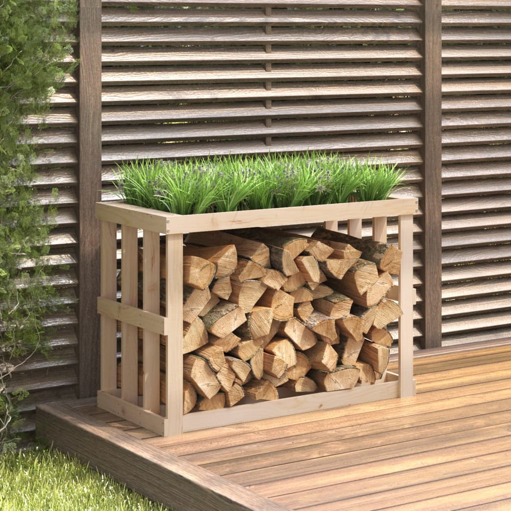 Houtblokhouder Massief Grenenhout 108 x 52 x 74 cm Naturel