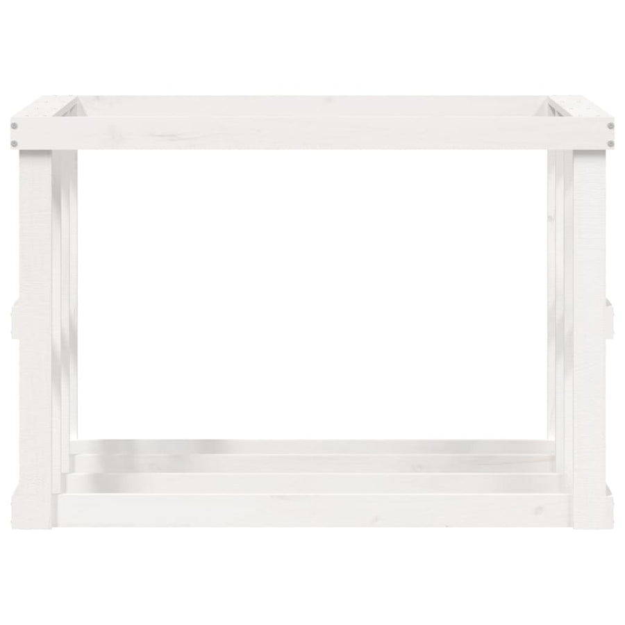 Houtblokhouder Massief Grenenhout 108 x 52 x 74 cm Wit