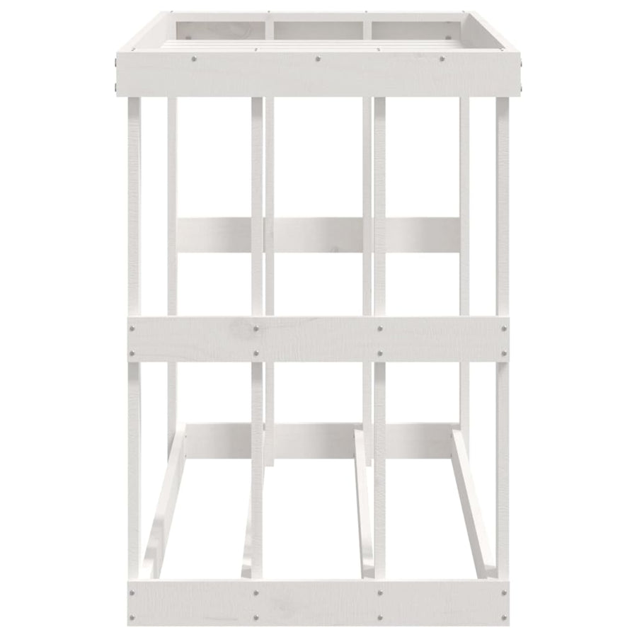 Houtblokhouder Massief Grenenhout 108 x 52 x 74 cm Wit