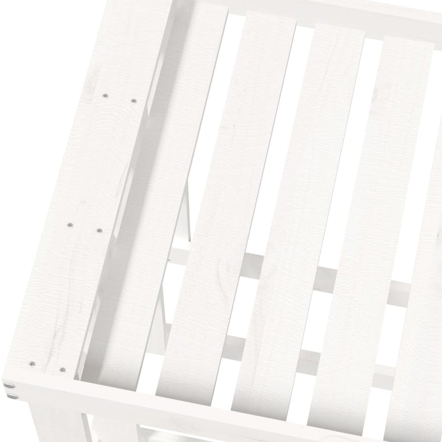 Houtblokhouder Massief Grenenhout 108 x 52 x 74 cm Wit