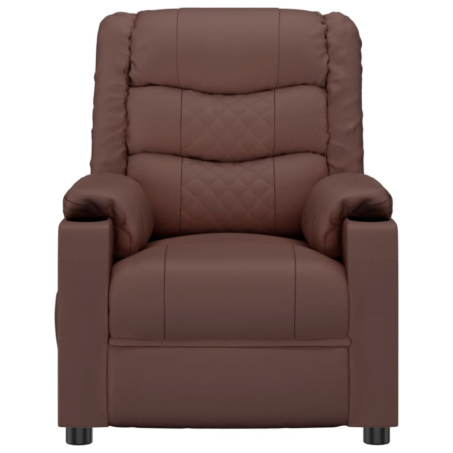 Fauteuil verstelbaar elektrisch kunstleer bruin