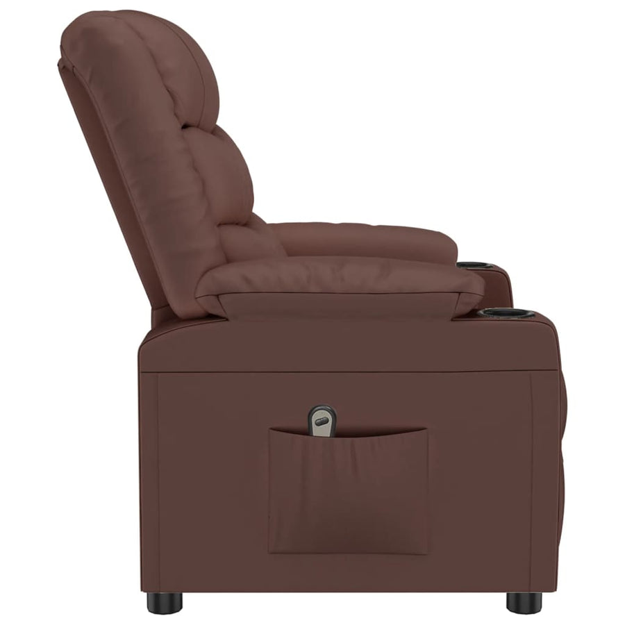 Fauteuil verstelbaar elektrisch kunstleer bruin