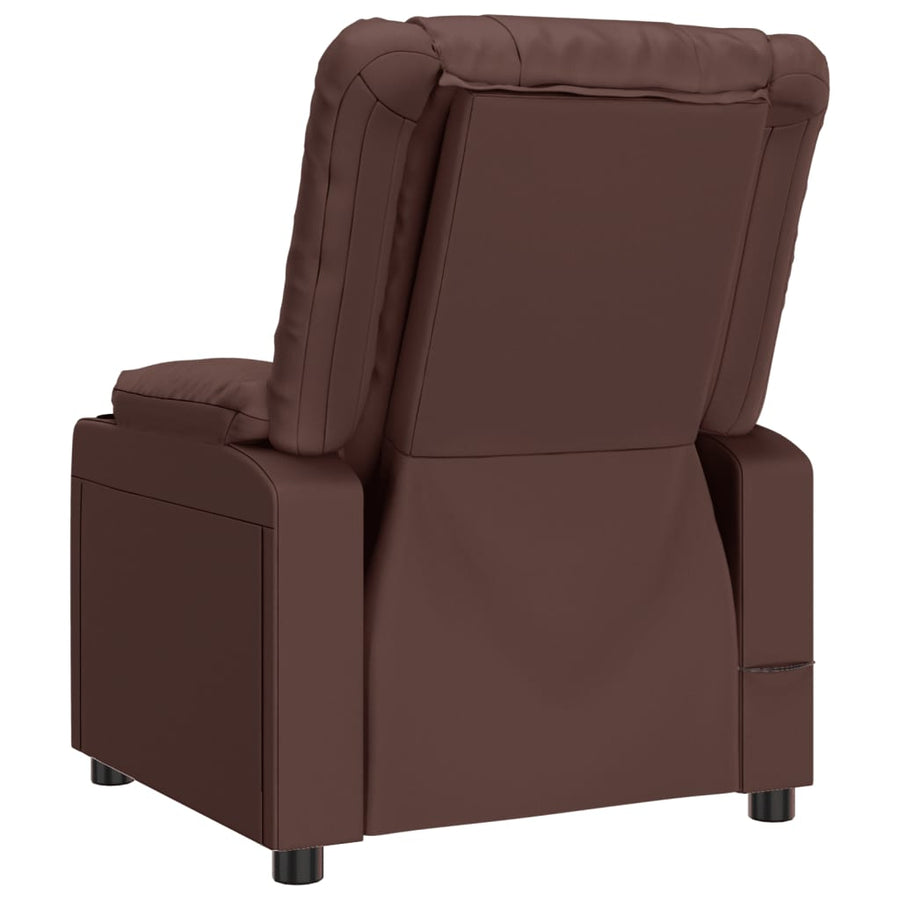 Fauteuil verstelbaar elektrisch kunstleer bruin