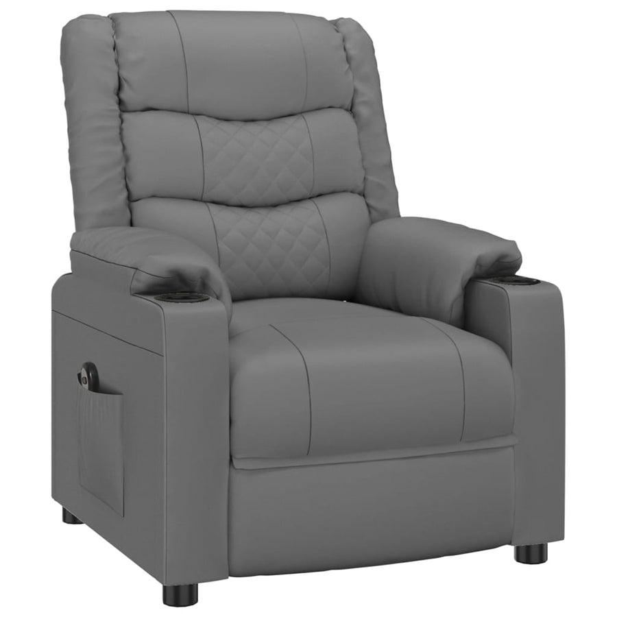 Fauteuil verstelbaar elektrisch kunstleer grijs