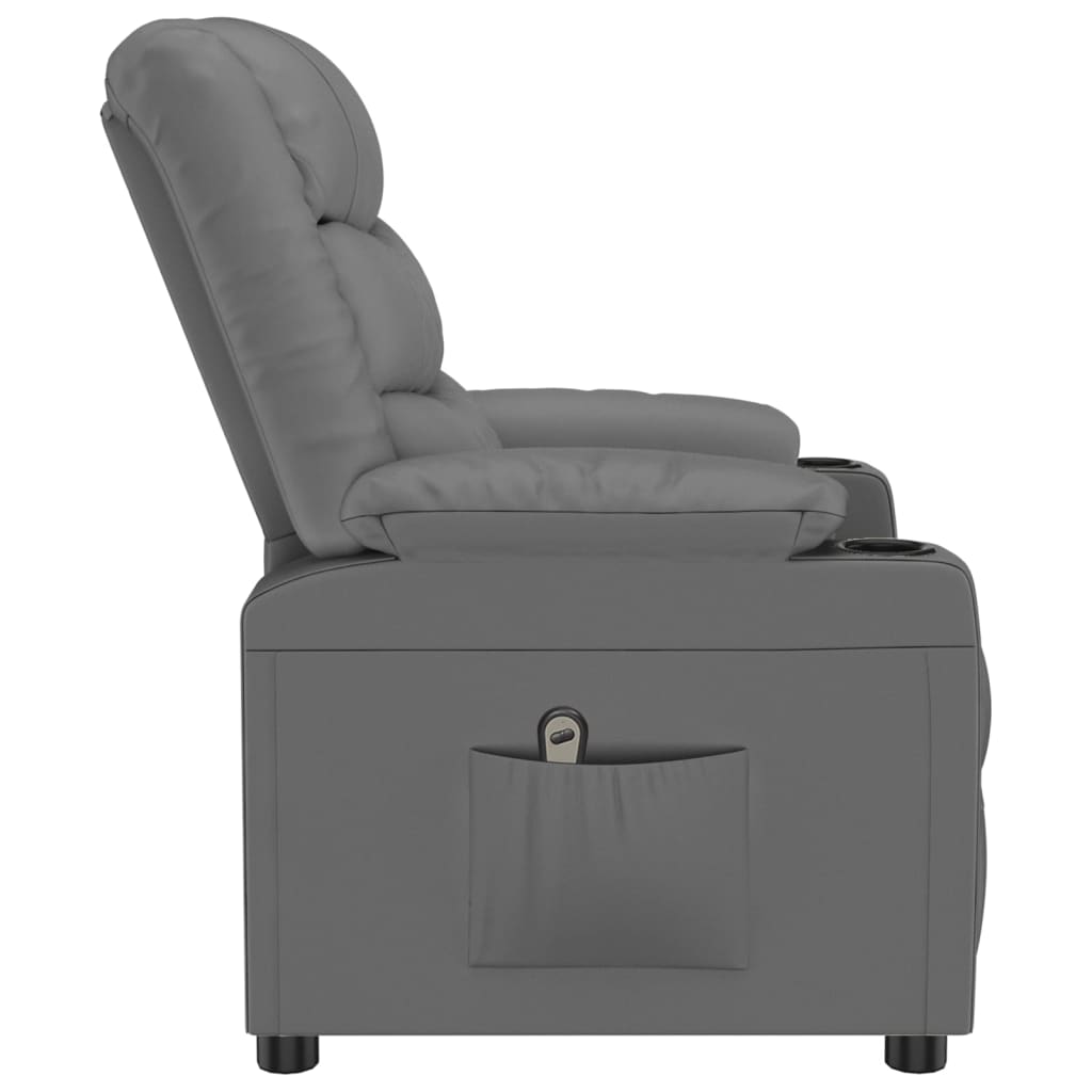 Fauteuil verstelbaar elektrisch kunstleer grijs