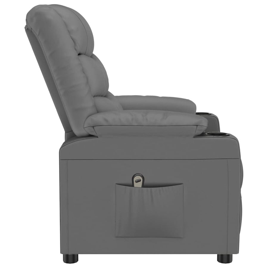 Fauteuil verstelbaar elektrisch kunstleer grijs