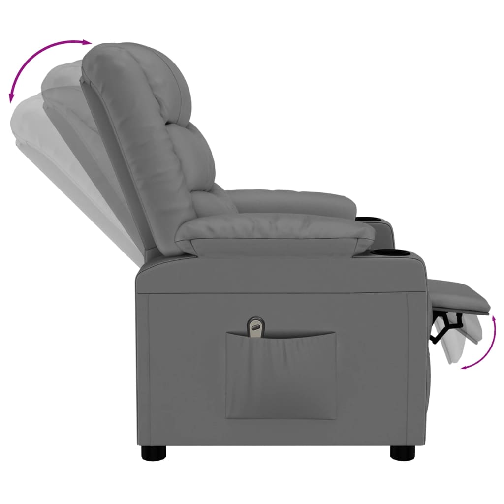 Fauteuil verstelbaar elektrisch kunstleer grijs