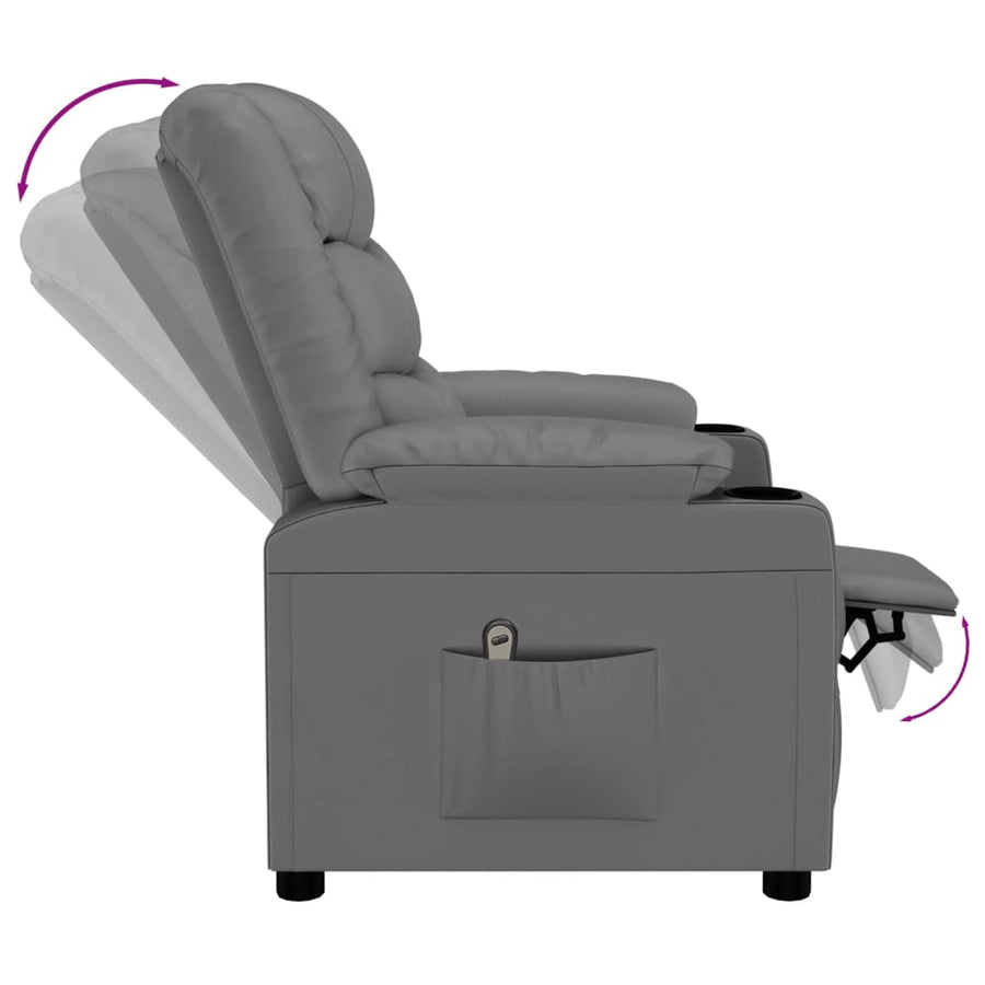 Fauteuil verstelbaar elektrisch kunstleer grijs