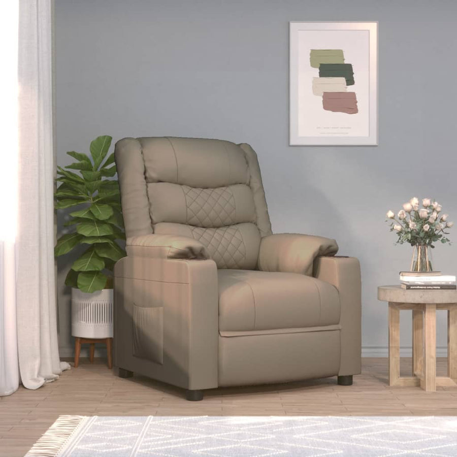 Fauteuil verstelbaar elektrisch kunstleer cappuccinokleurig
