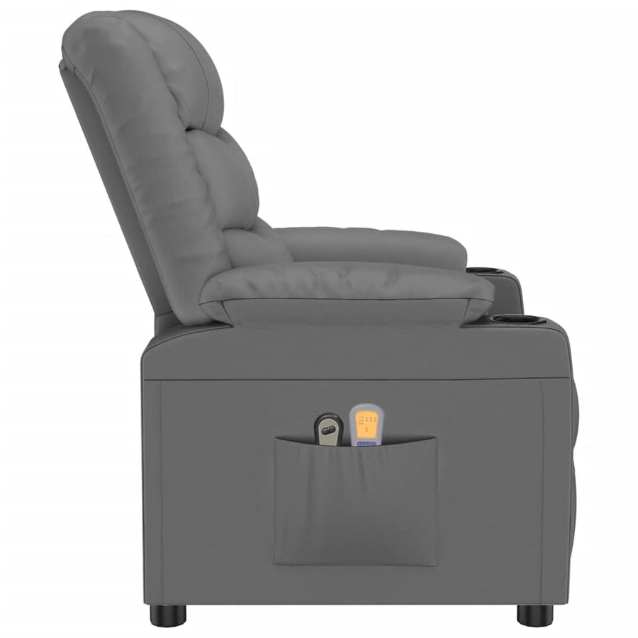 Massagestoel elektrisch kunstleer grijs