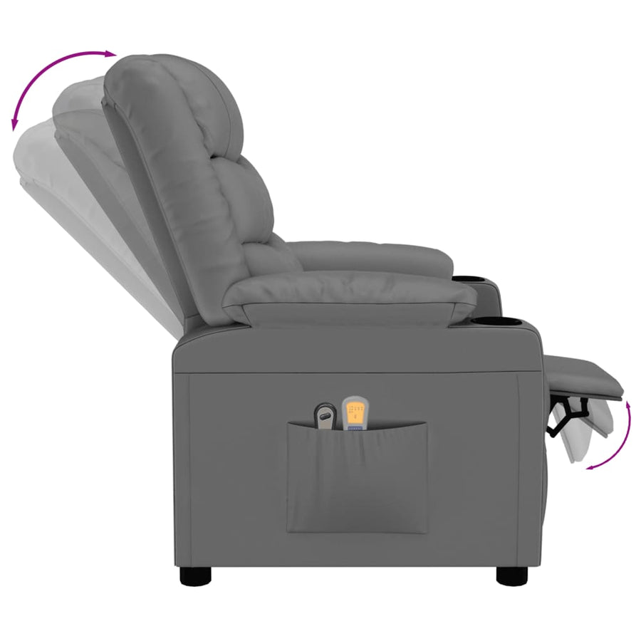 Massagestoel elektrisch kunstleer grijs