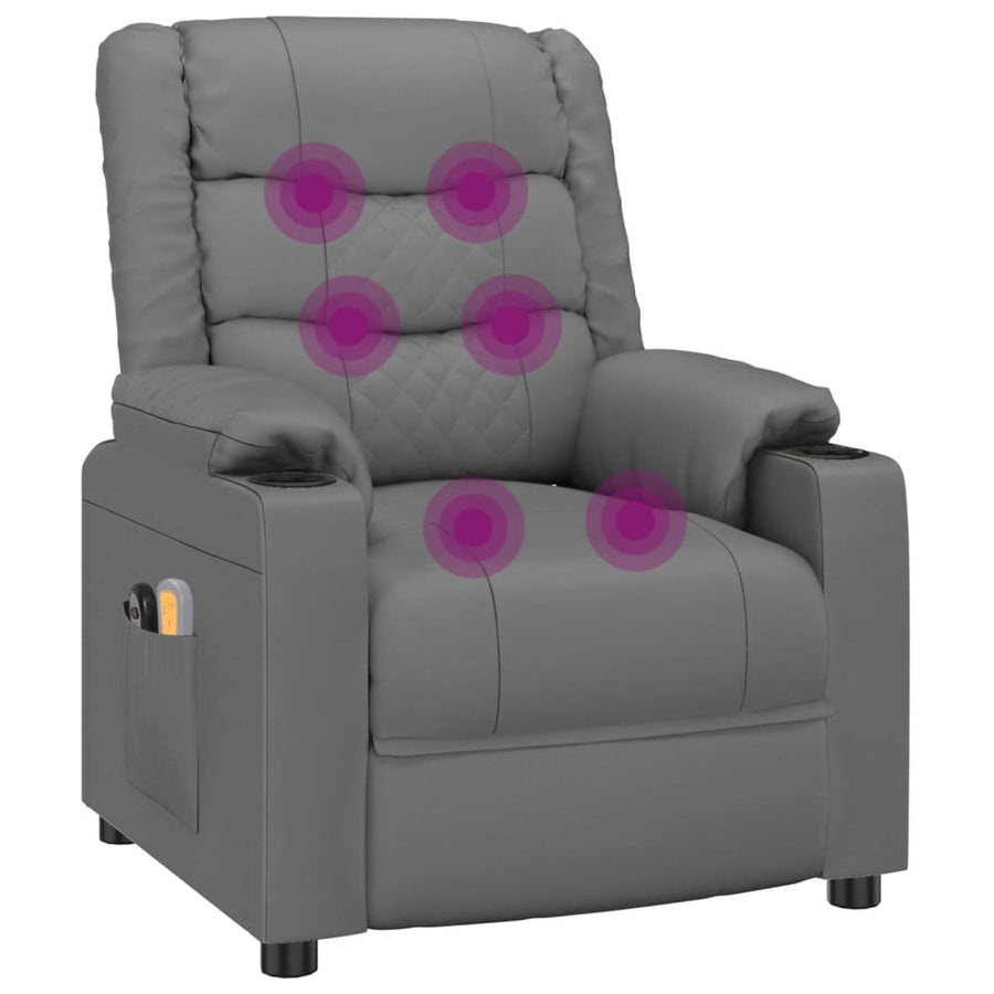 Massagestoel elektrisch kunstleer grijs