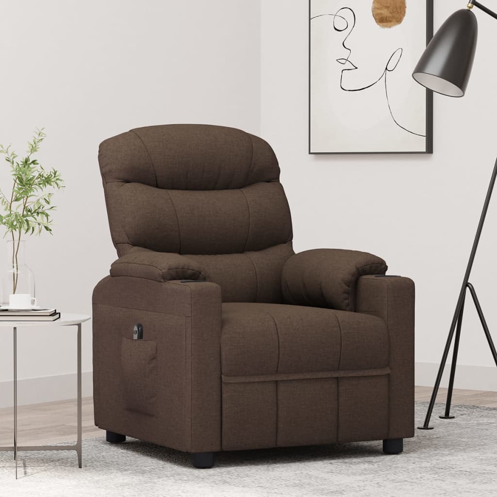 Fauteuil verstelbaar elektrisch stof donkerbruin