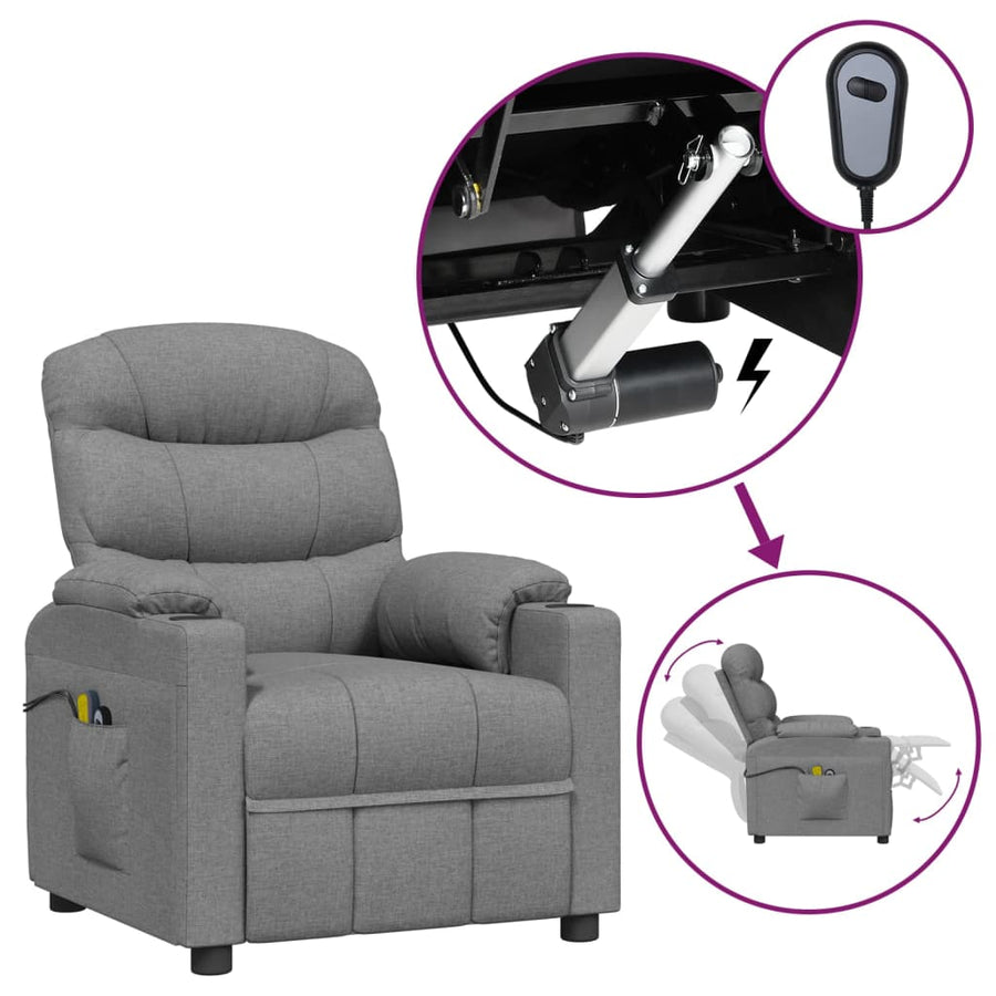 Massagestoel Elektrisch Stof Lichtgrijs