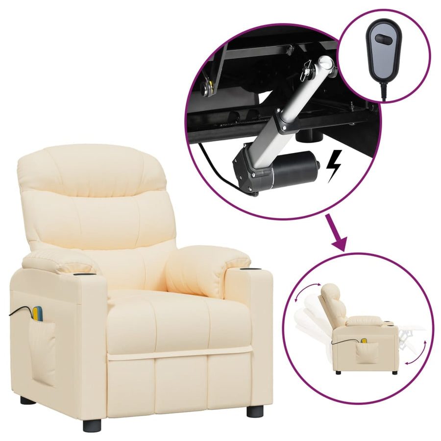 Massagestoel elektrisch stof crèmekleurig