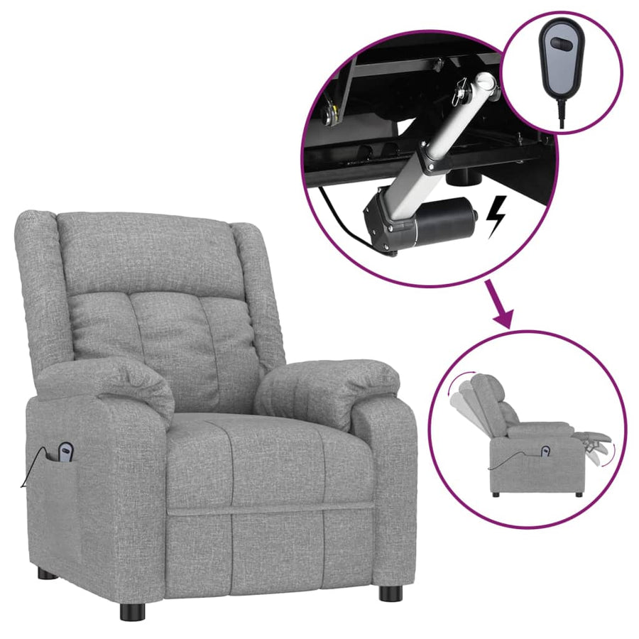 Fauteuil Elektrisch Verstelbaar Stof Lichtgrijs