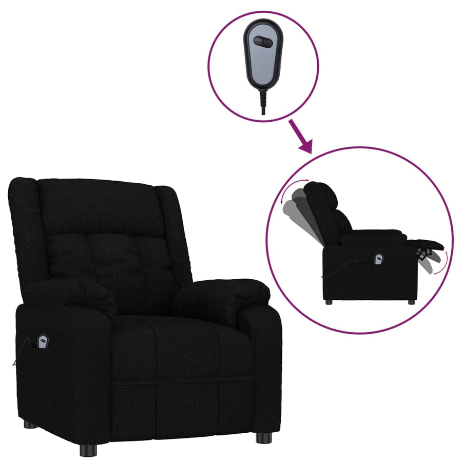 Fauteuil Verstelbaar Elektrisch Stof Zwart
