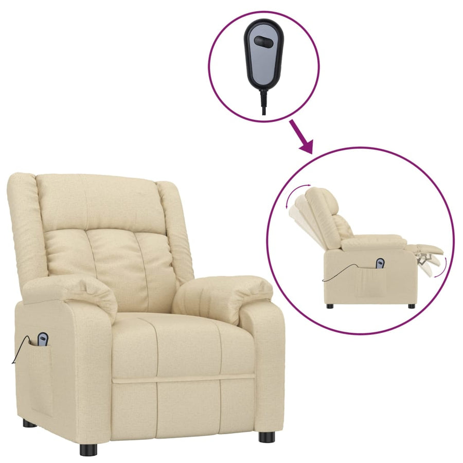 Fauteuil Verstelbaar Elektrisch Stof Crèmekleurig