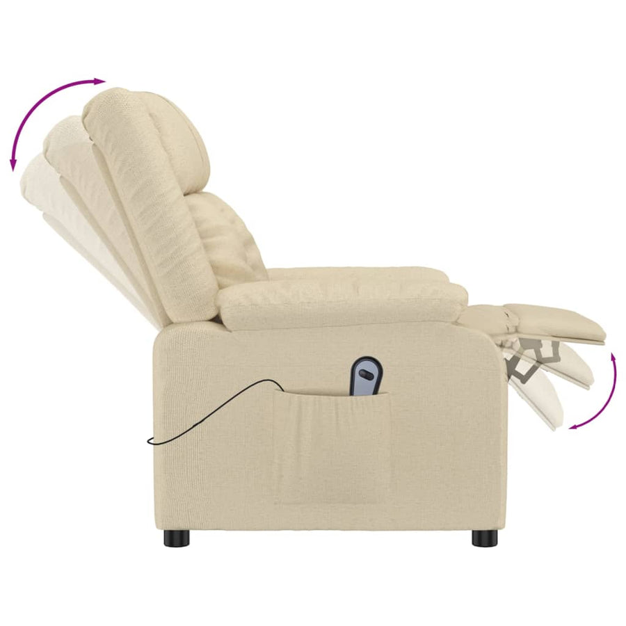 Fauteuil Verstelbaar Elektrisch Stof Crèmekleurig