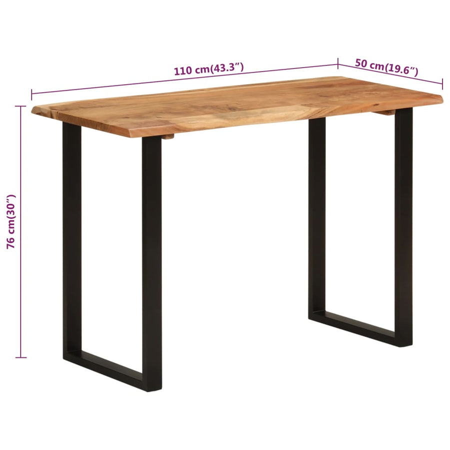 Eettafel 110x50x76 cm massief acaciahout 110 x 50 x 76 cm Zwart