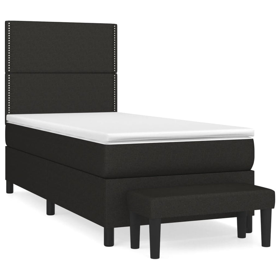 Boxspring Met Matras Stof Zwart 80 x 200 cm Effen met spijkers