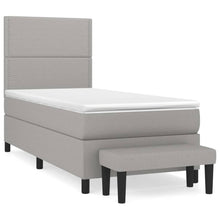 Boxspring Met Matras Stof Lichtgrijs 90 x 190 cm Effen met spijkers