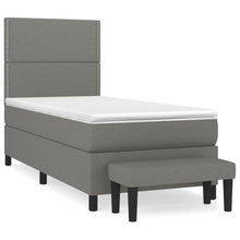 Boxspring Met Matras Stof Donkergrijs 90 x 190 cm Effen met spijkers