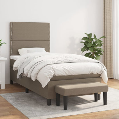 Boxspring Met Matras Stof Taupe 90 x 190 cm Effen met spijkers