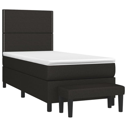 Boxspring Met Matras Stof Zwart 90 x 200 cm Effen met spijkers